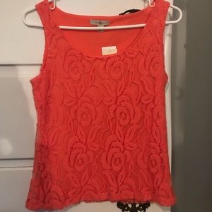 Peach lace tank top